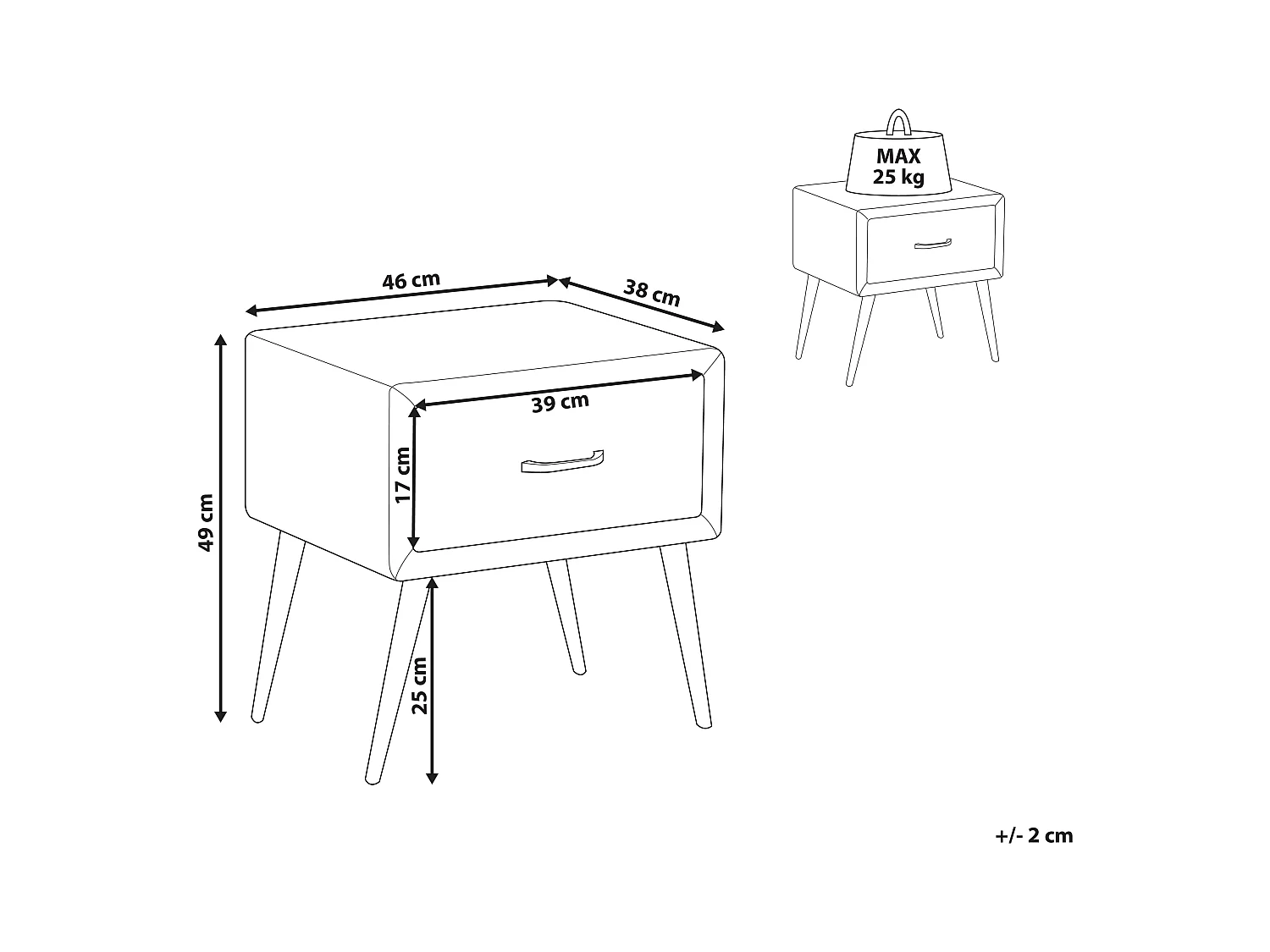 Table de nuit à 1 tiroir FLAYAT Velours Bleu marine