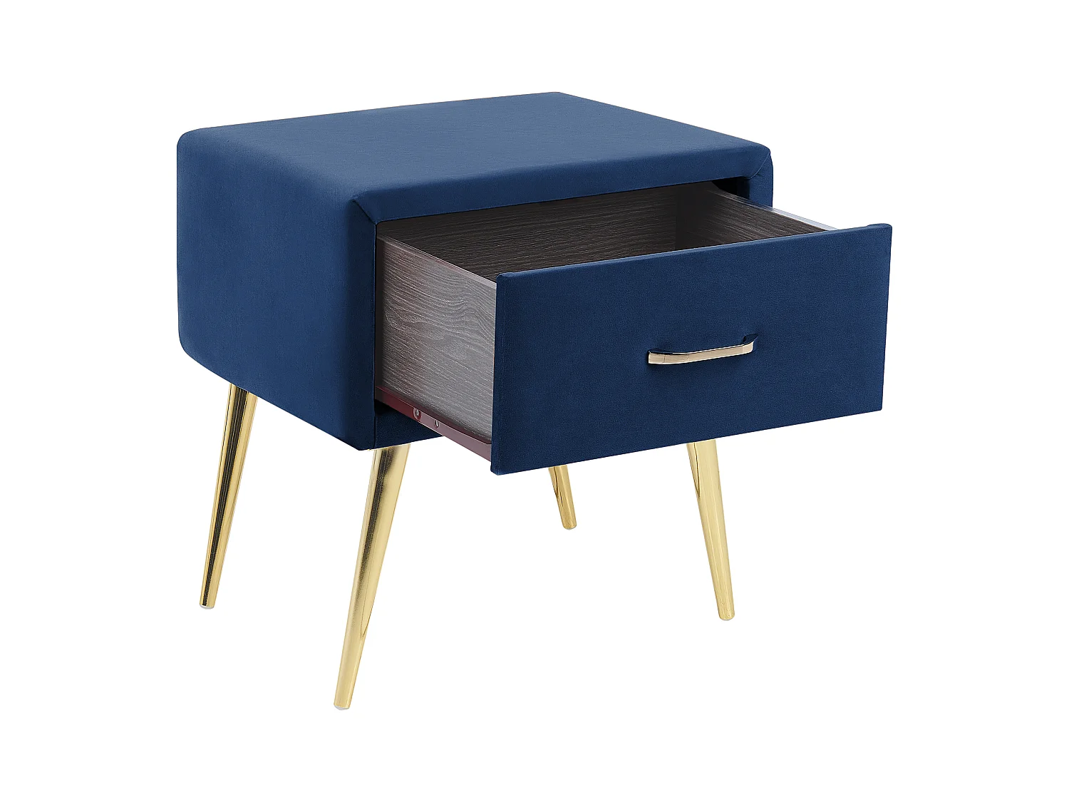 Table de nuit à 1 tiroir FLAYAT Velours Bleu marine