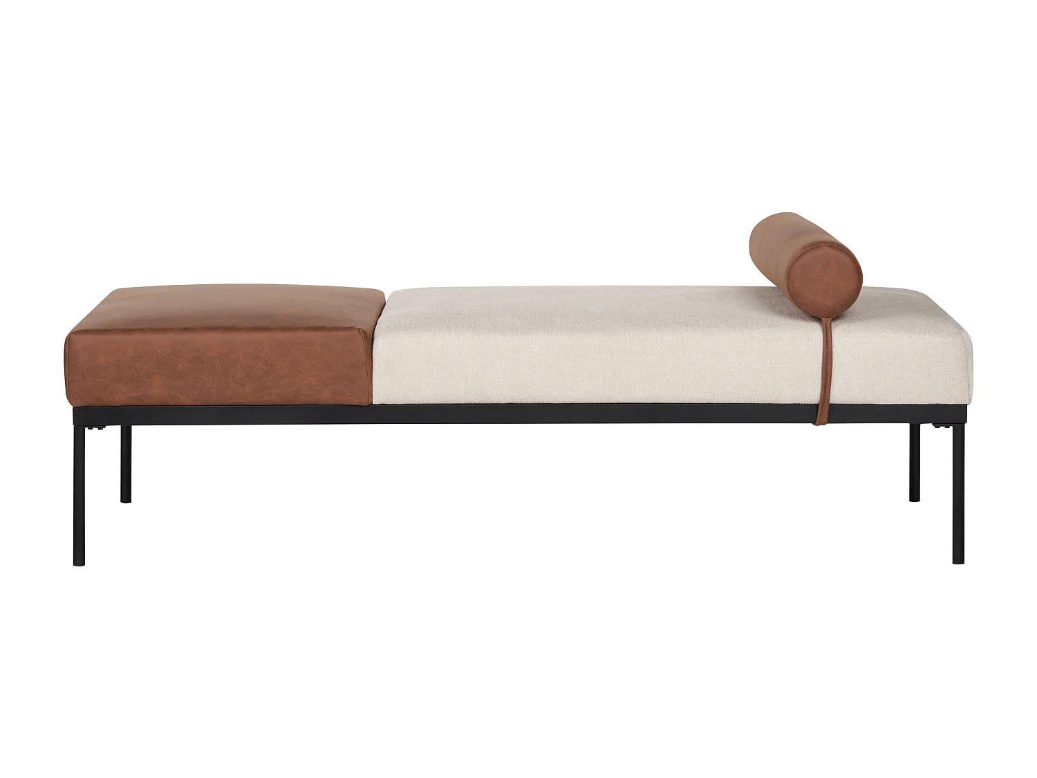 Chaise longue MALMOS Lino sintetico Pelle sintetica Marrone