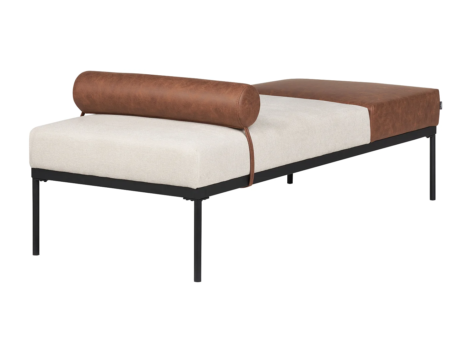 Chaise longue MALMOS Lino sintetico Pelle sintetica Marrone
