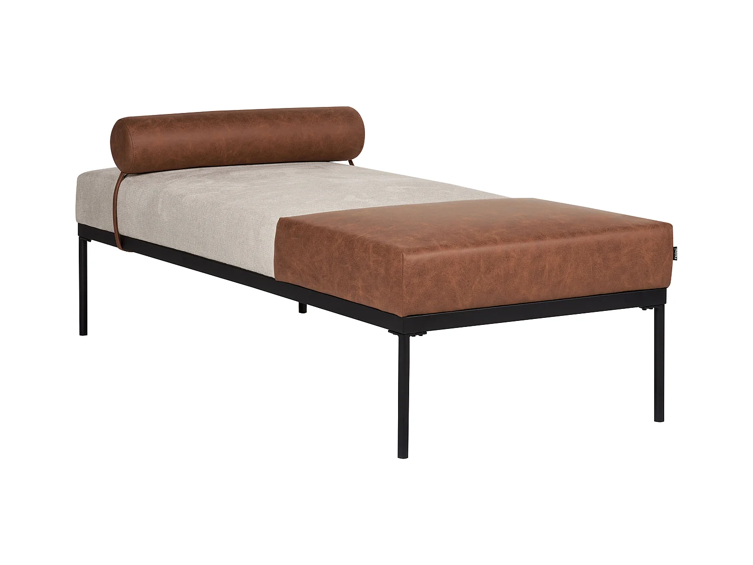 Chaise longue MALMOS Lino sintetico Pelle sintetica Marrone