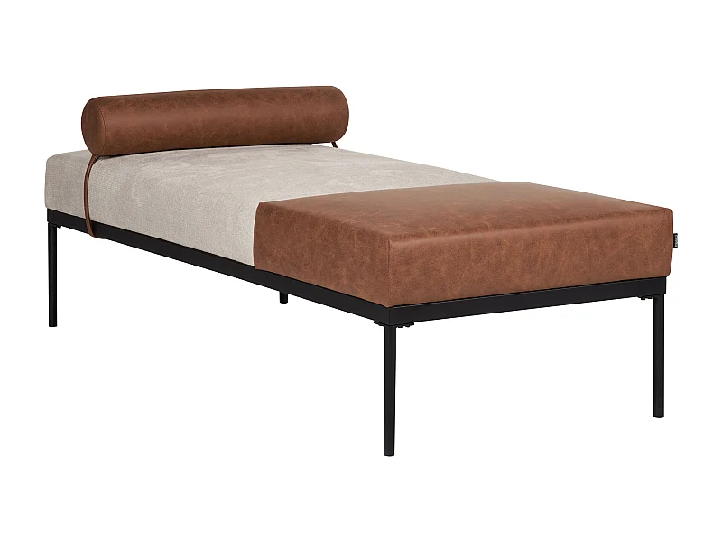 Chaise longue MALMOS Kunstlinnen Kunstleer Bruin