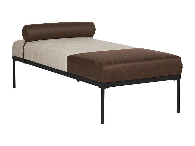 Chaise longue MALMOS Lin synthétique Cuir PU Marron foncé