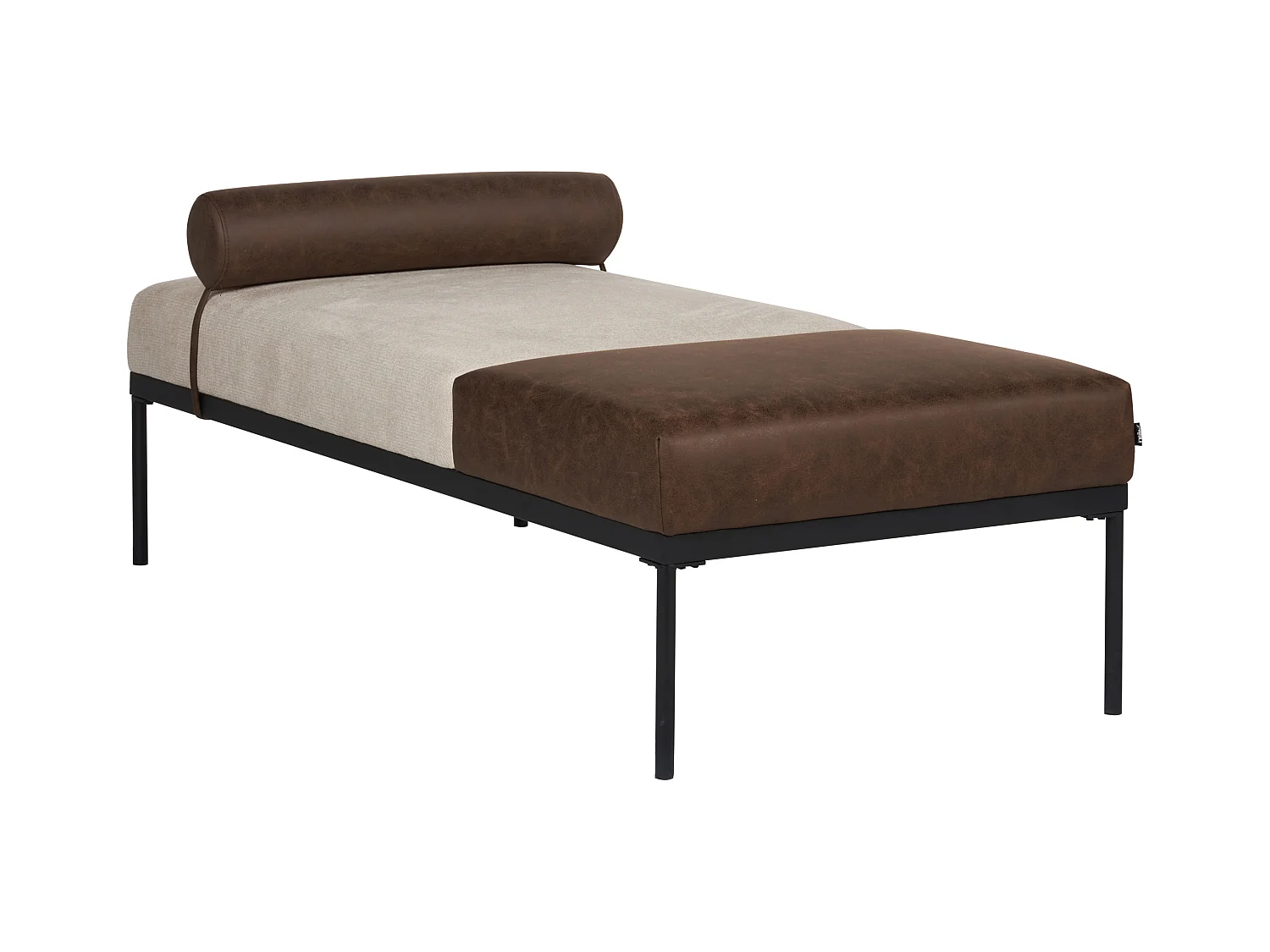 Chaise longue MALMOS Lin synthétique Cuir PU Marron foncé