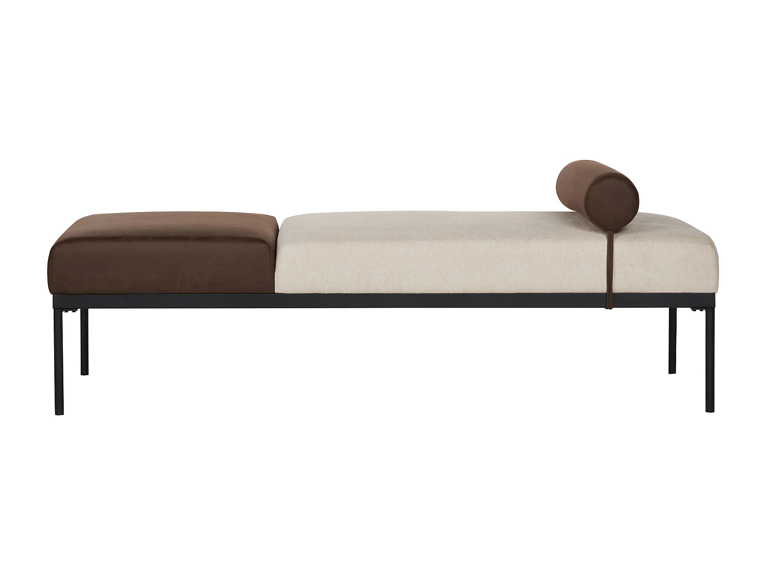 Chaise longue MALMOS Lin synthétique Cuir PU Marron foncé