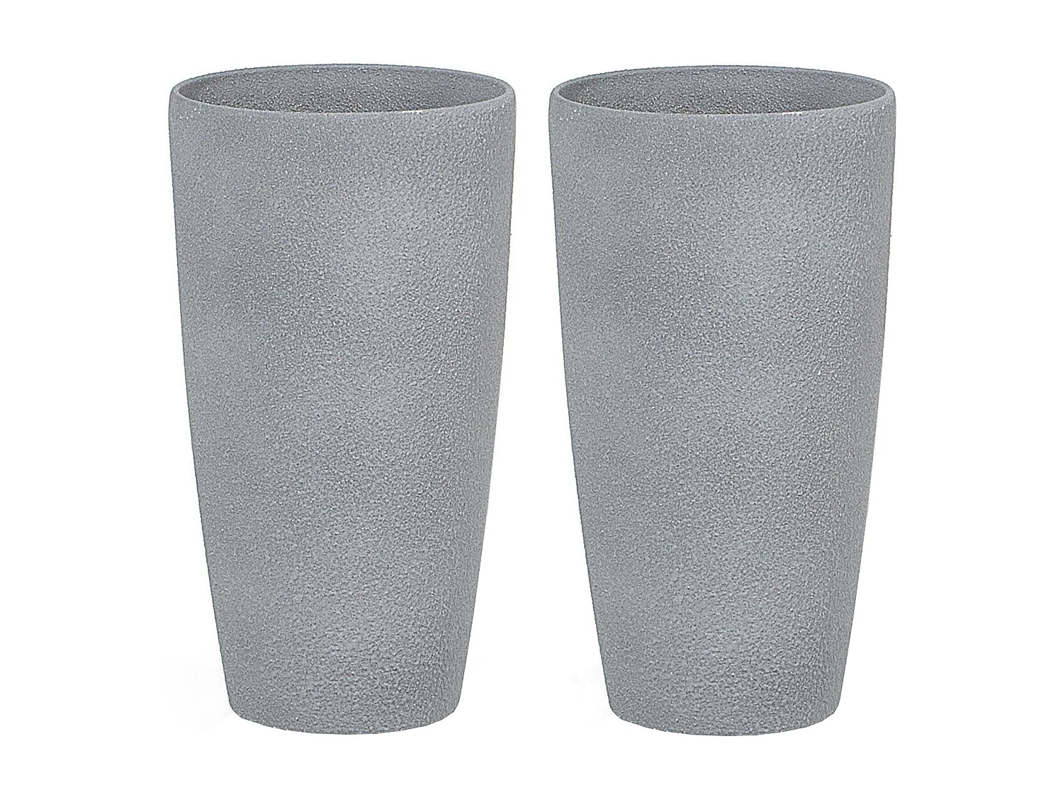 Conjunto de 2 macetas ABDERA Piedra 23 cm Gris