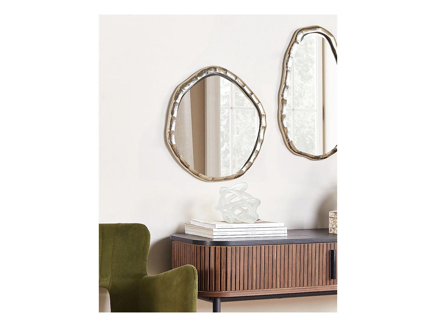 Miroir ANGKE 42 cm 40 cm Métal Doré