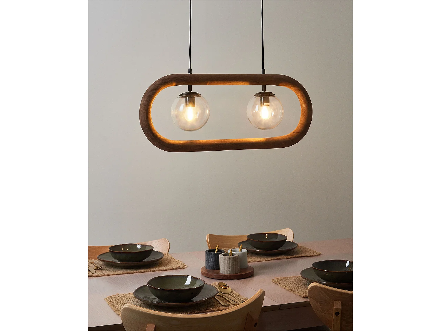 Hängelampe AYENSU Mango Holz Dunkelbraun