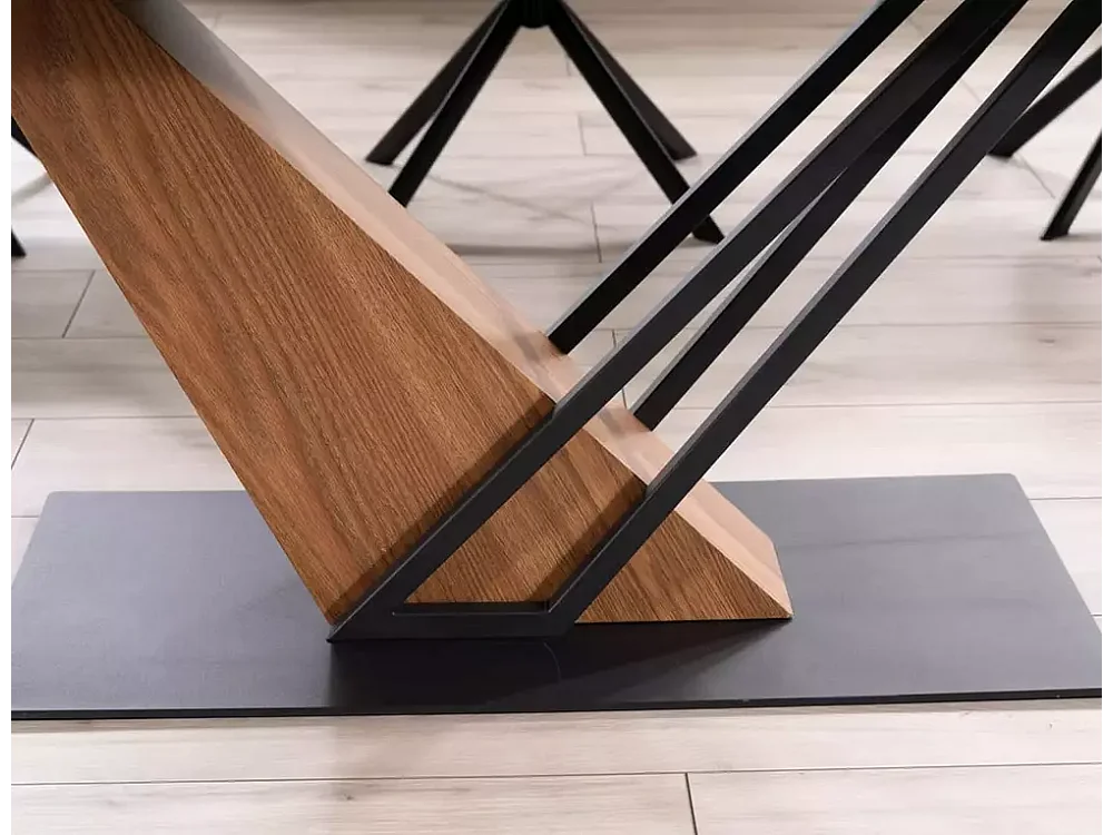 Esstisch Genesis/Schwarz&Braun/90x240/Keramik,Furnier&Metall