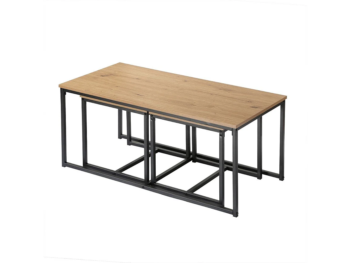 Lot de 3 tables basses gigognes L100 cm - LENNY