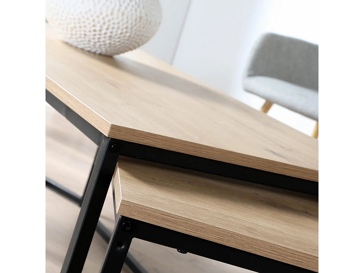 Lot de 3 tables basses gigognes L100 cm - LENNY