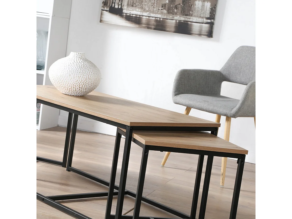 Lot de 3 tables basses gigognes L100 cm - LENNY