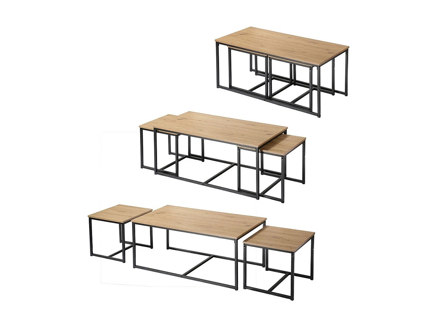 Lot de 3 tables basses gigognes L100 cm - LENNY