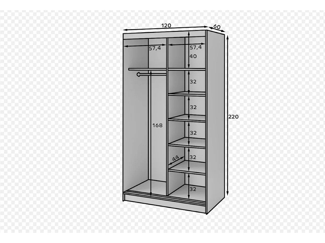 Kleiderschrank Nero Basic (120cm)
