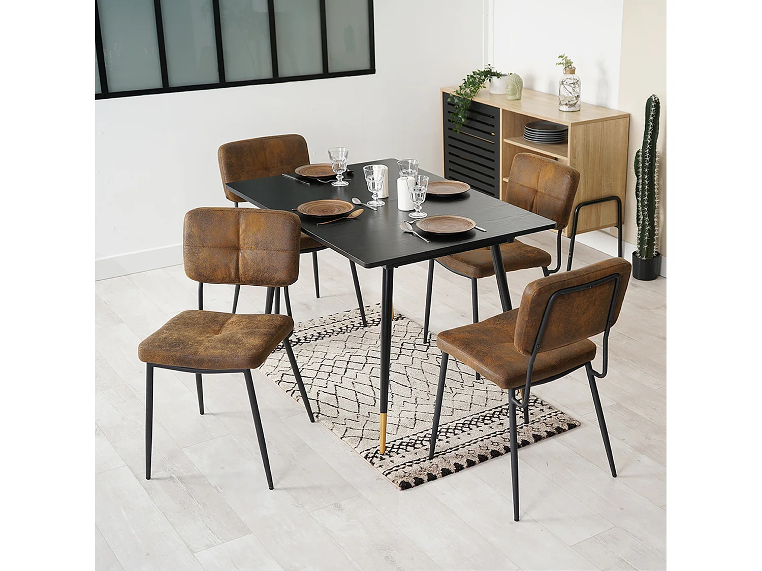 Table à manger extensible à allonge avec 4 chaises,Whalen karomi
