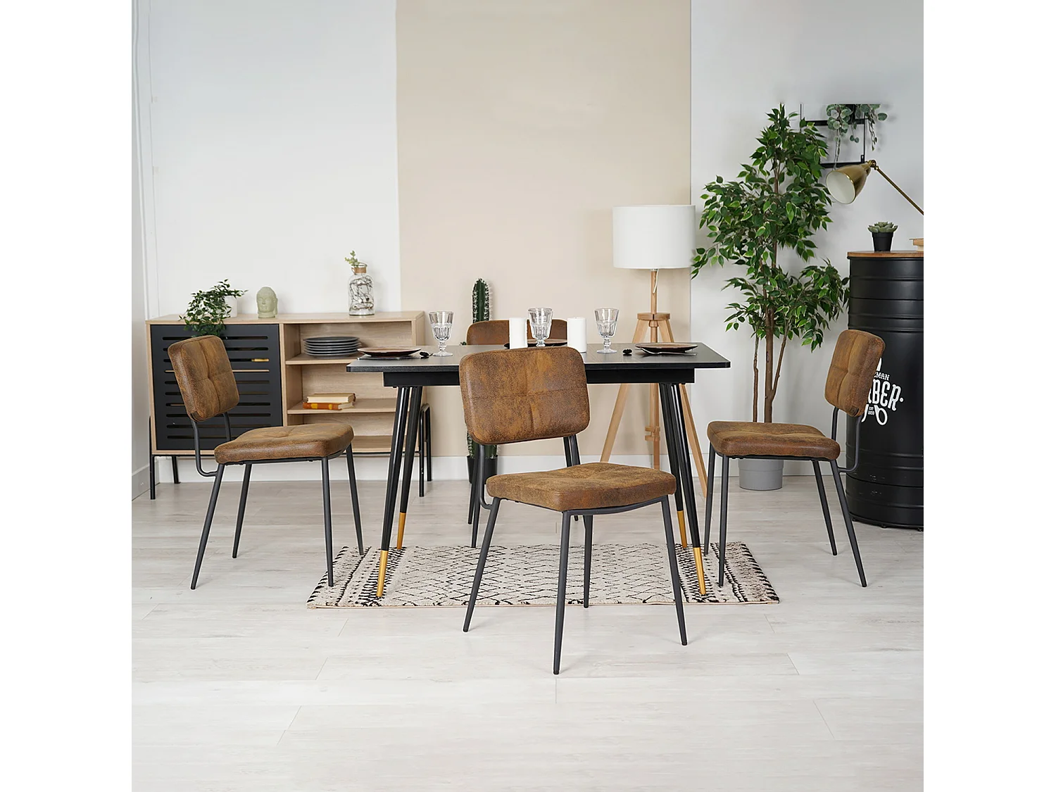 Table à manger extensible à allonge avec 4 chaises,Whalen karomi