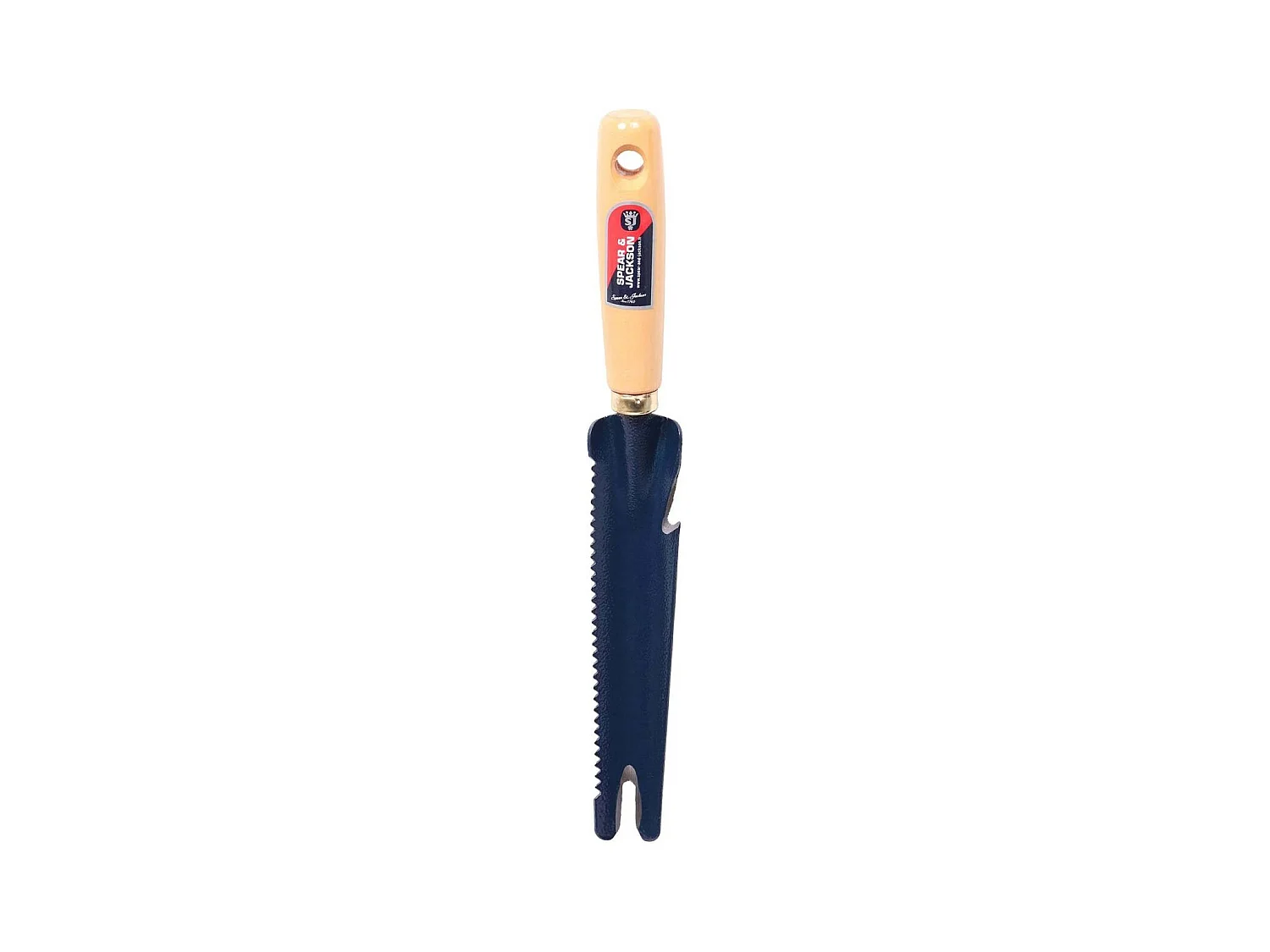 Couteau désherbeur affûté dentelé avec manche en hêtre