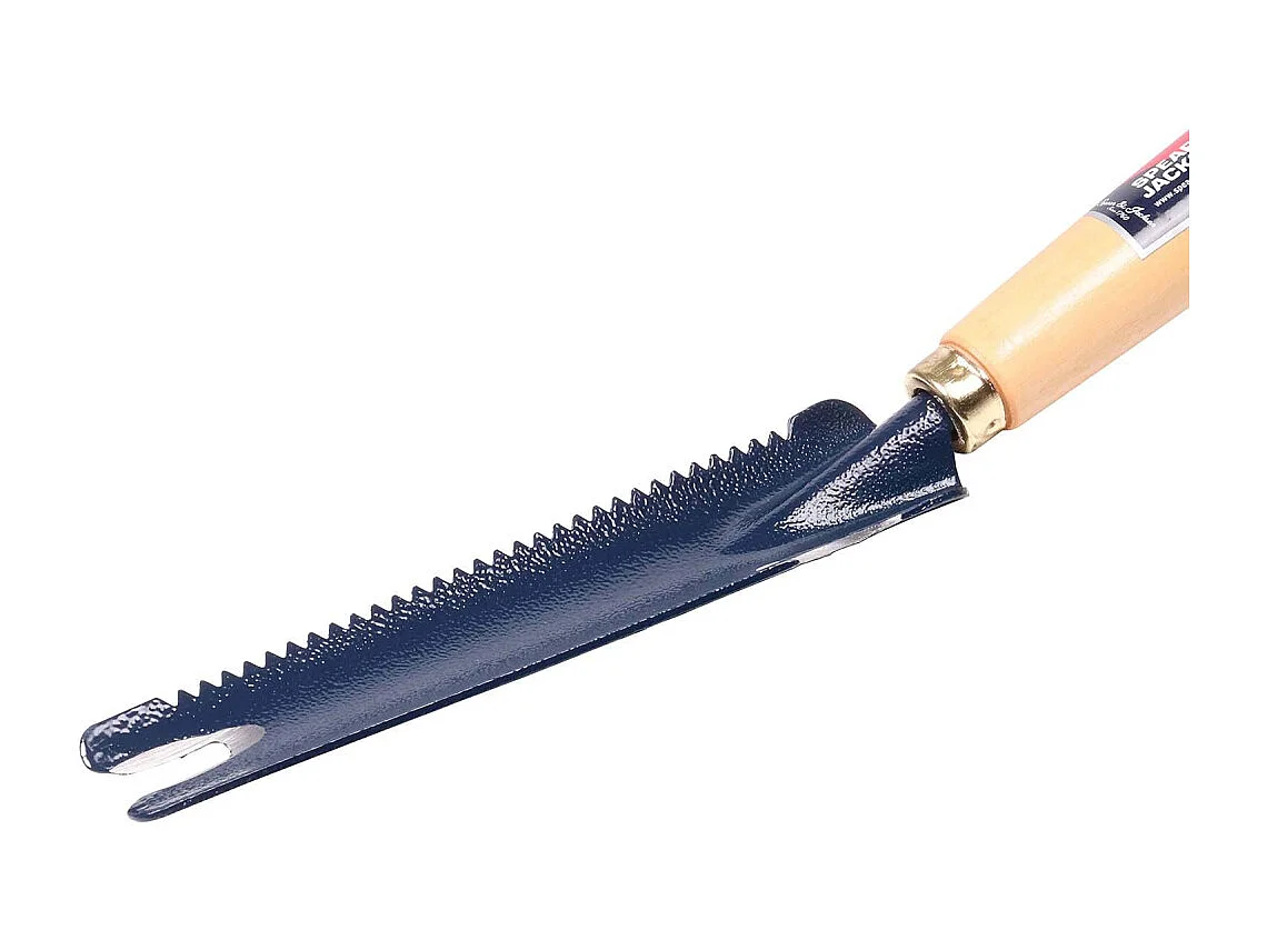 Couteau désherbeur affûté dentelé avec manche en hêtre