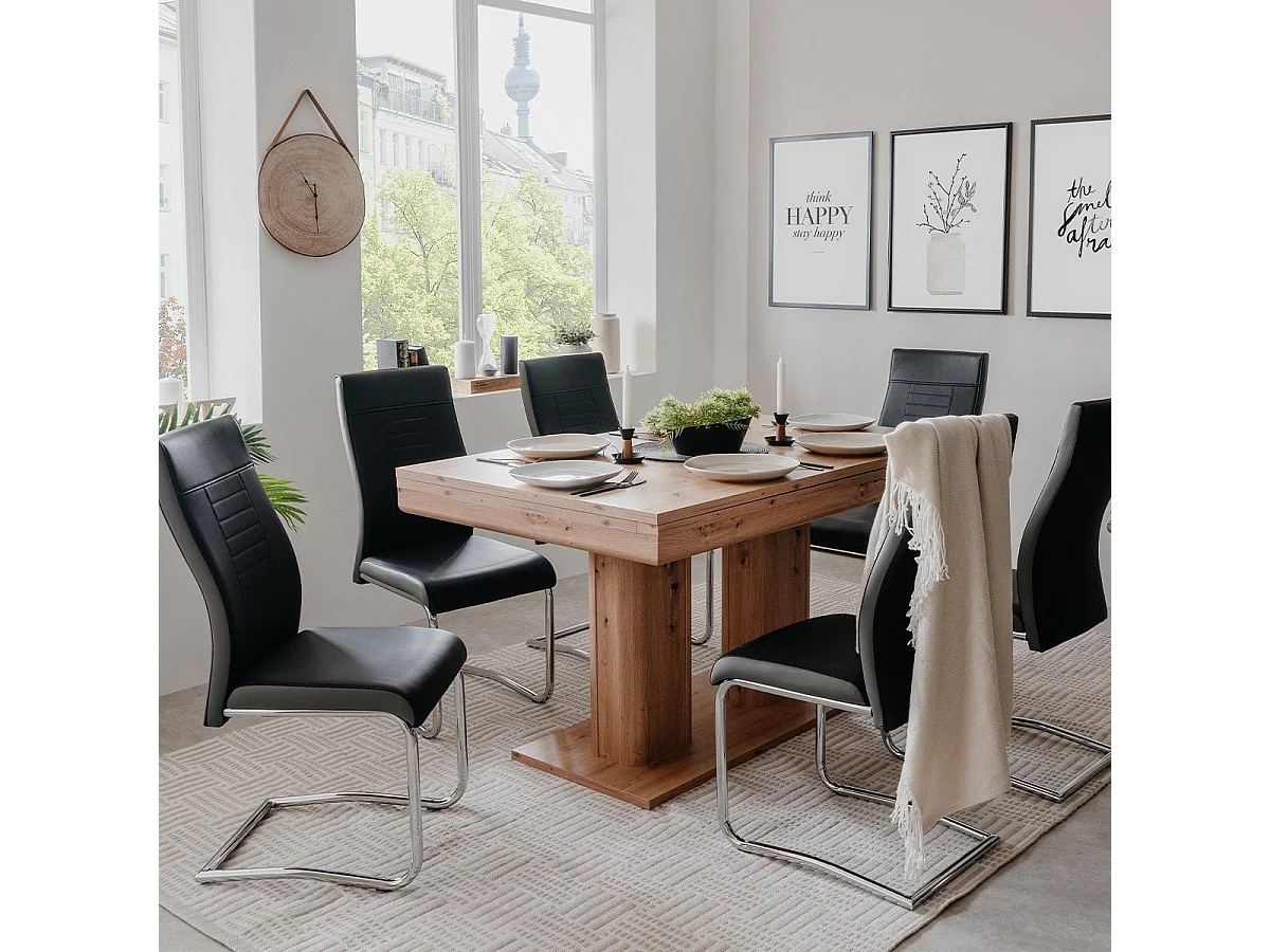 Table à manger extensible décor chêne artisan L140-220 cm - HEIDELBERG