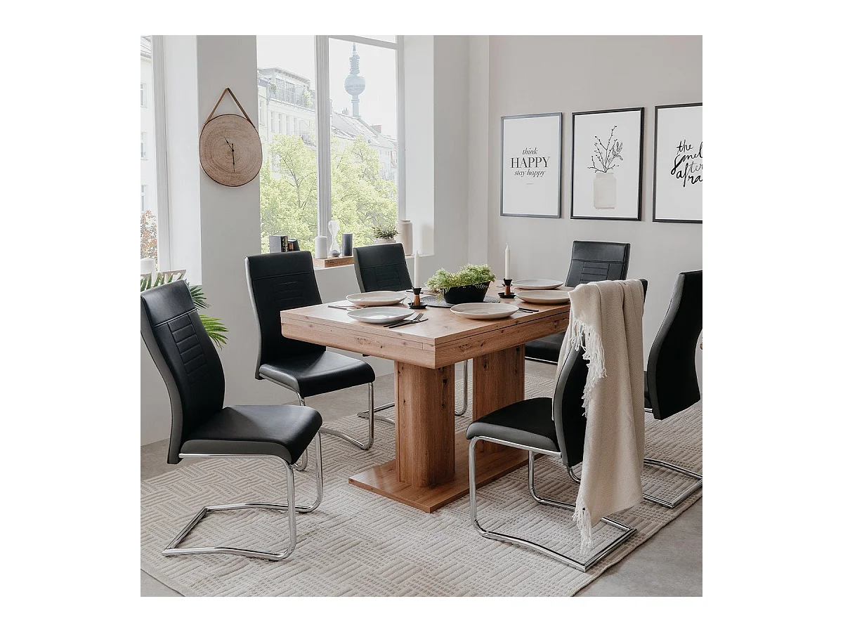 Table à manger extensible décor chêne artisan L140-220 cm - HEIDELBERG