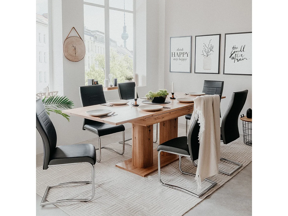 Table à manger extensible décor chêne artisan L140-220 cm - HEIDELBERG