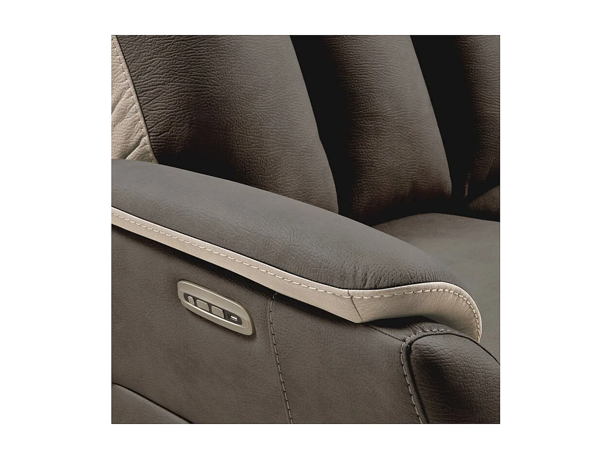 COIMBRA - Canapés Relax 3 Places Electrique et 2 Places Fixe Gris Foncé