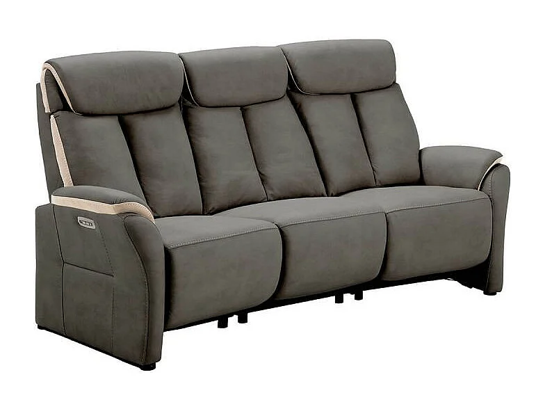 COIMBRA - Canapés Relax 3 Places Electrique et 2 Places Fixe Gris Foncé