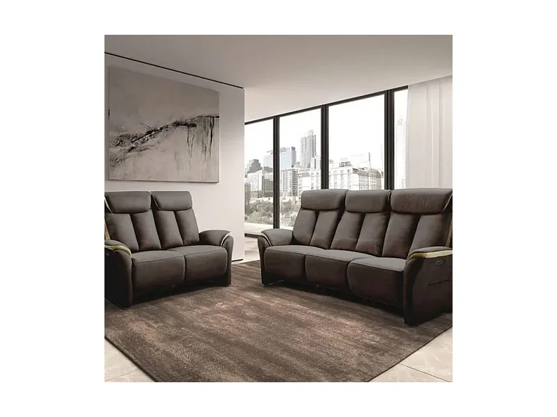 COIMBRA - Canapés Relax 3 Places Electrique et 2 Places Electrique Gris Foncé