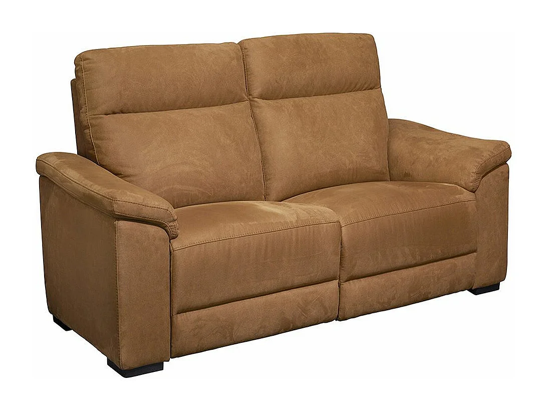 STANLEY - Canapé Relax Electrique 3 Places + Canapé 2 Places Fixe Tissu Cognac