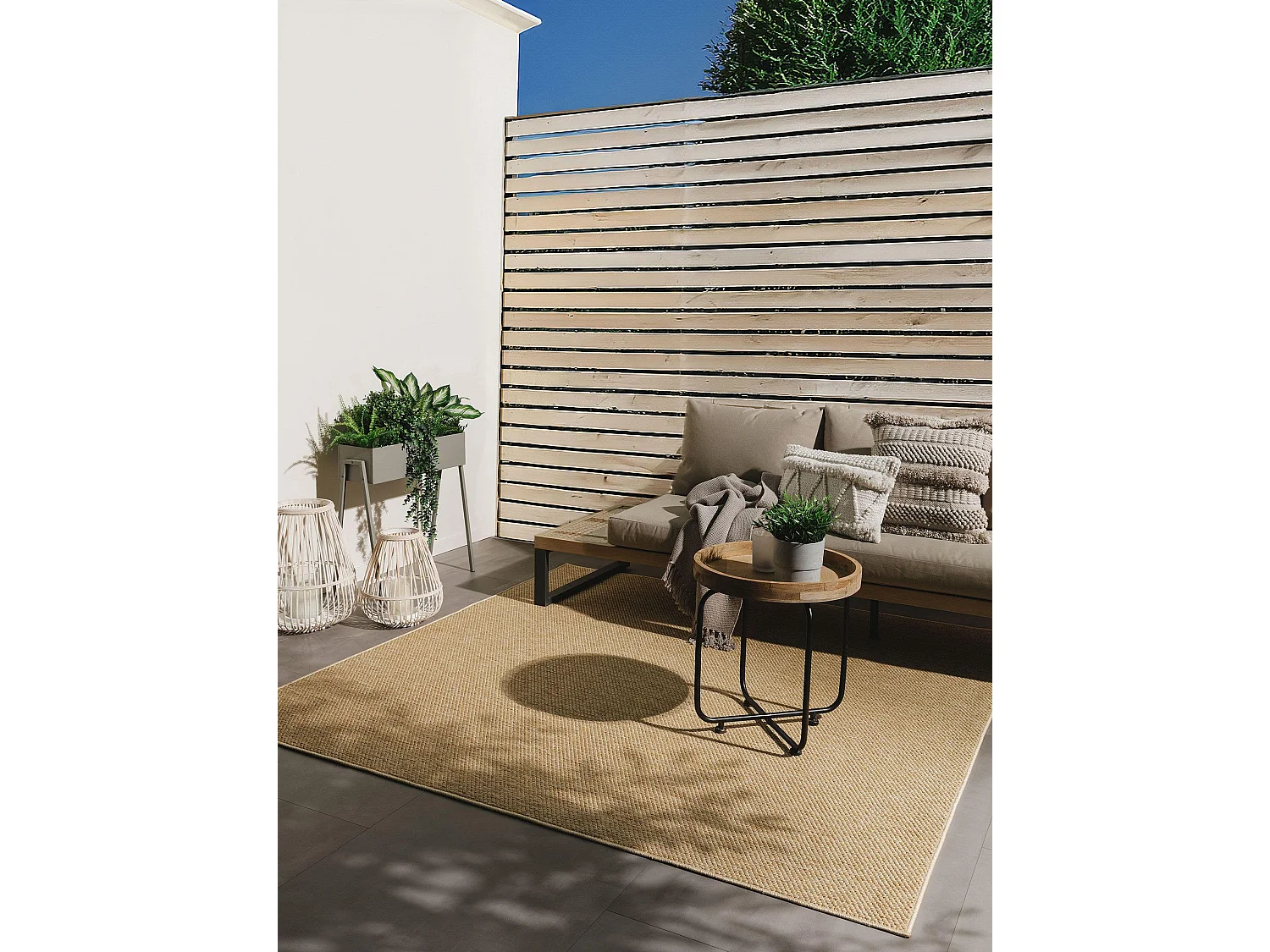 Tapis d'extérieur & intérieur Iowa Beige 195x195 cm