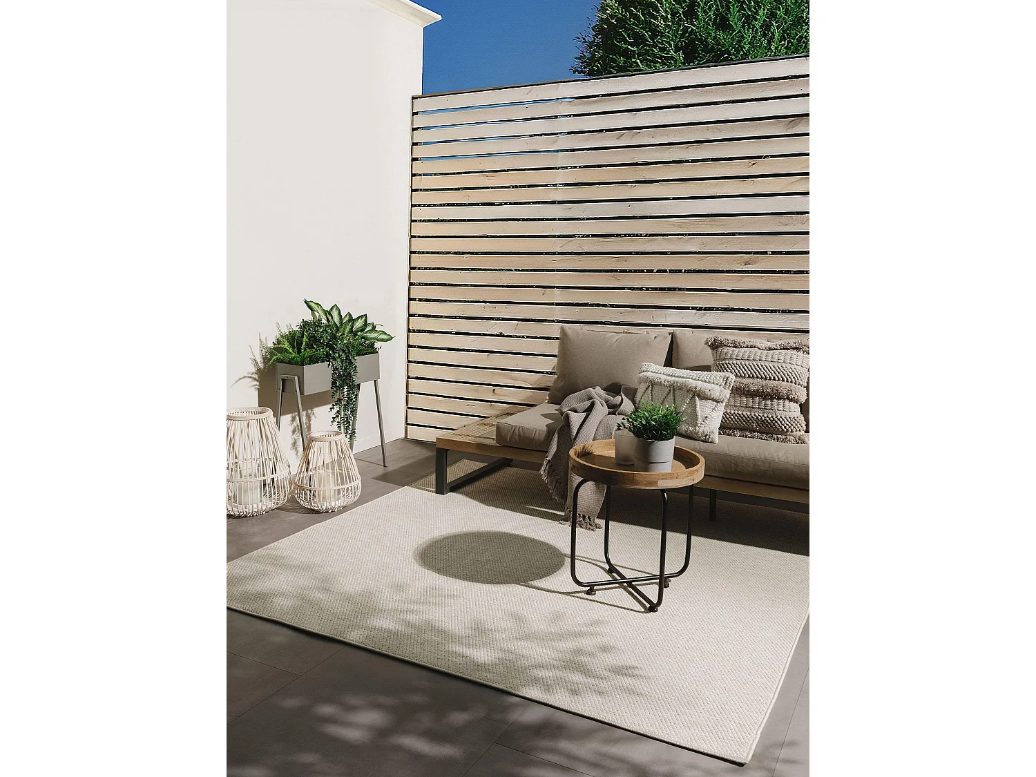 Tapis d'extérieur & intérieur Iowa Crème 195x195 cm