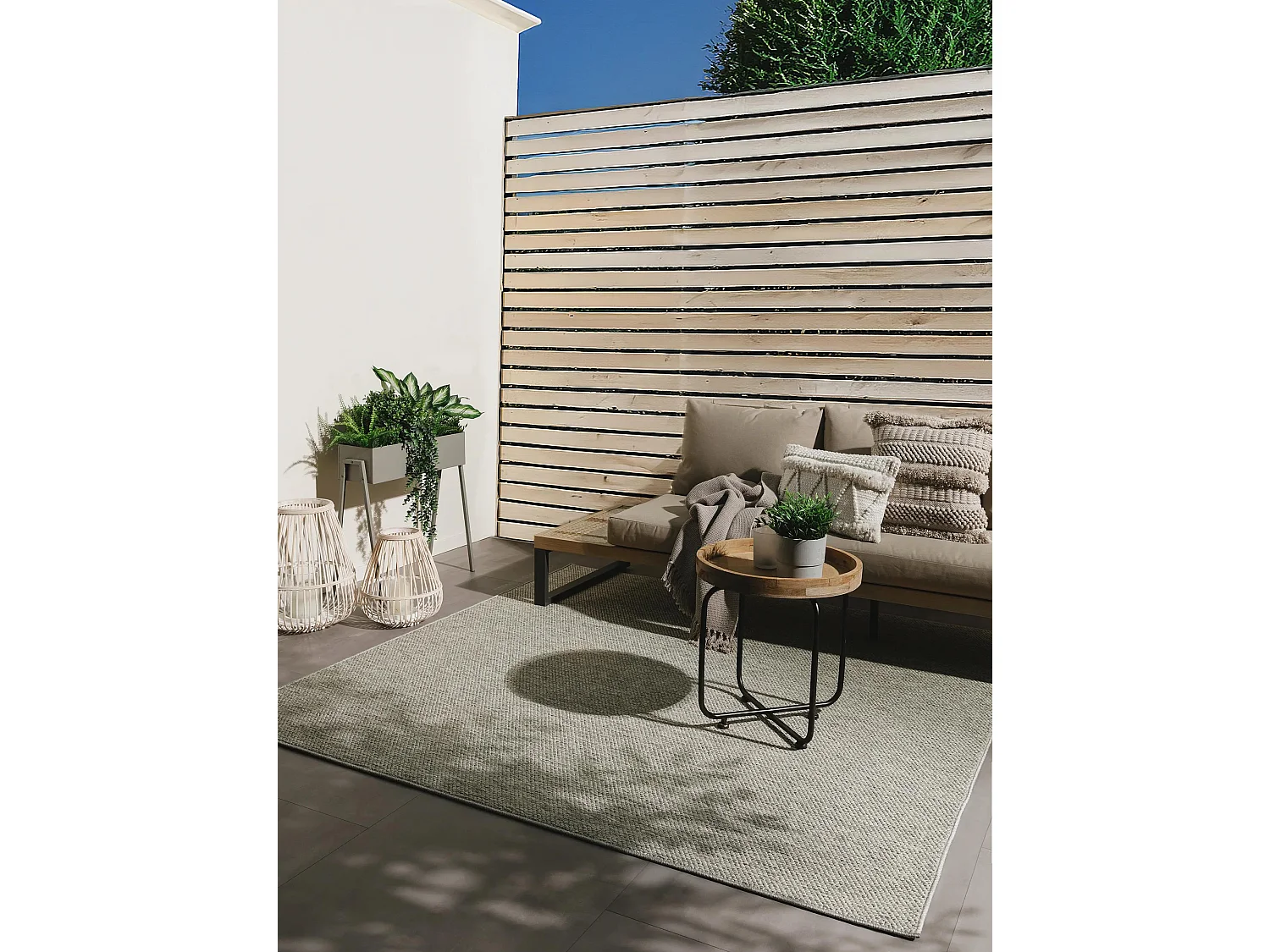 Tapis d'extérieur & intérieur Iowa Gris clair 300x300 cm