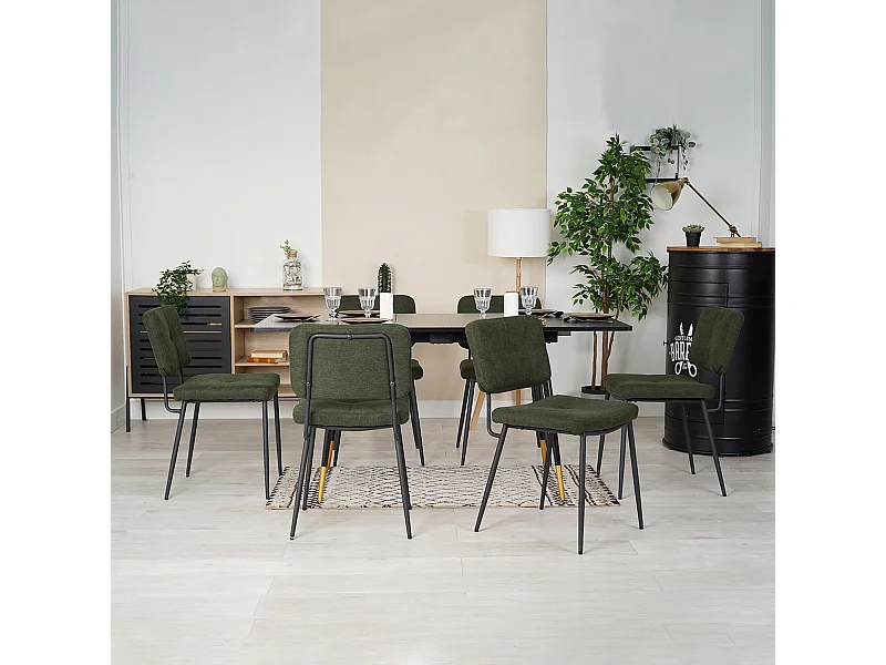 Table à manger extensible à allonge avec 6 chaises,Whalen karomi