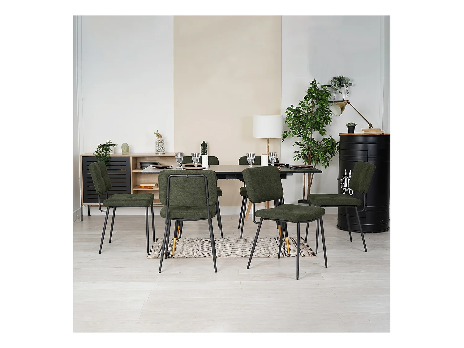 Table à manger extensible à allonge avec 6 chaises,Whalen karomi
