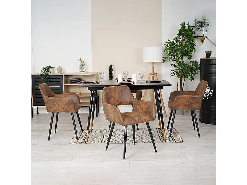 Table à manger extensible à allonge avec 4 chaises,Whalen cromwell