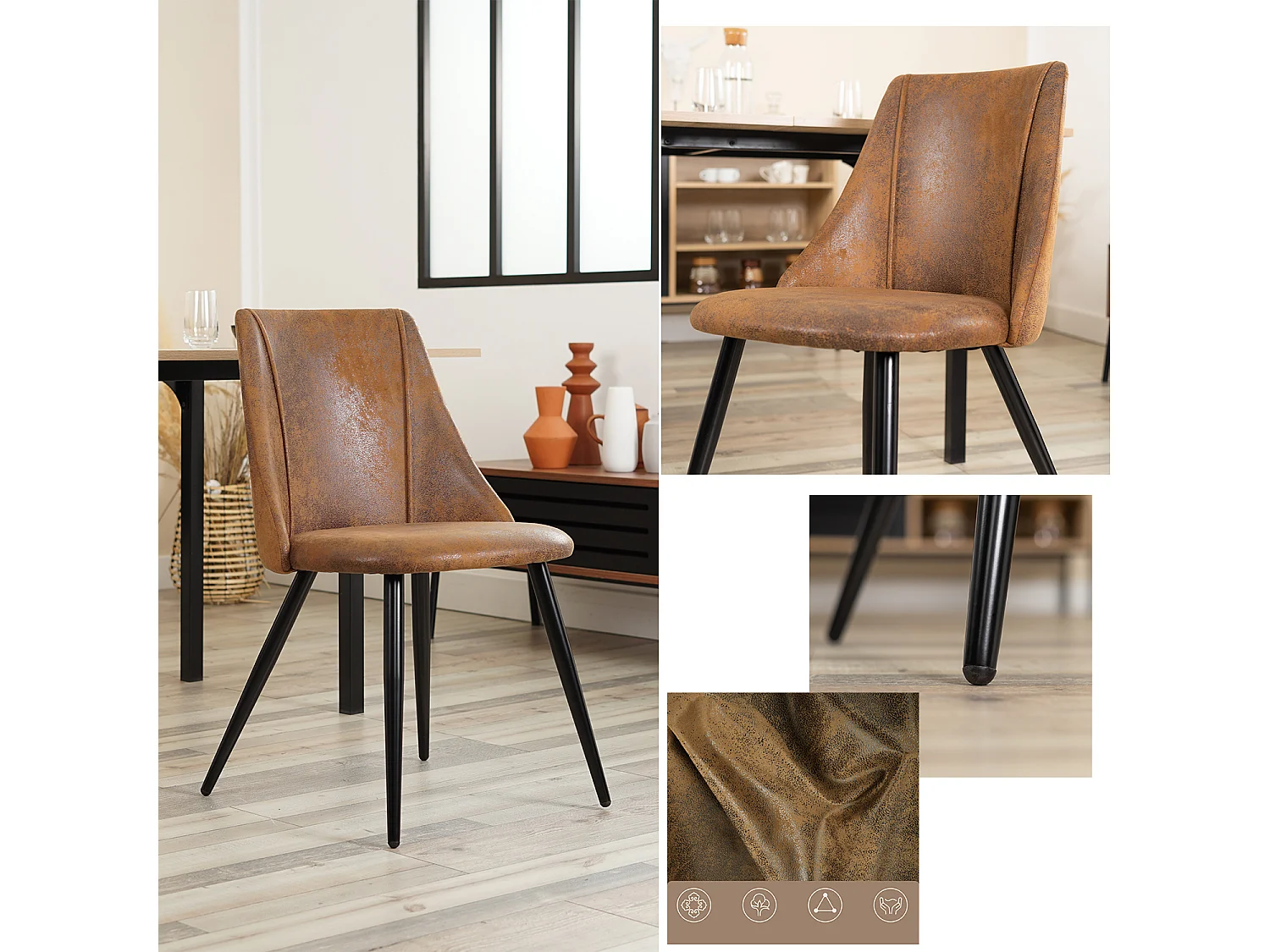 Table à manger extensible à allonge avec 4 chaises,Whalen smeg