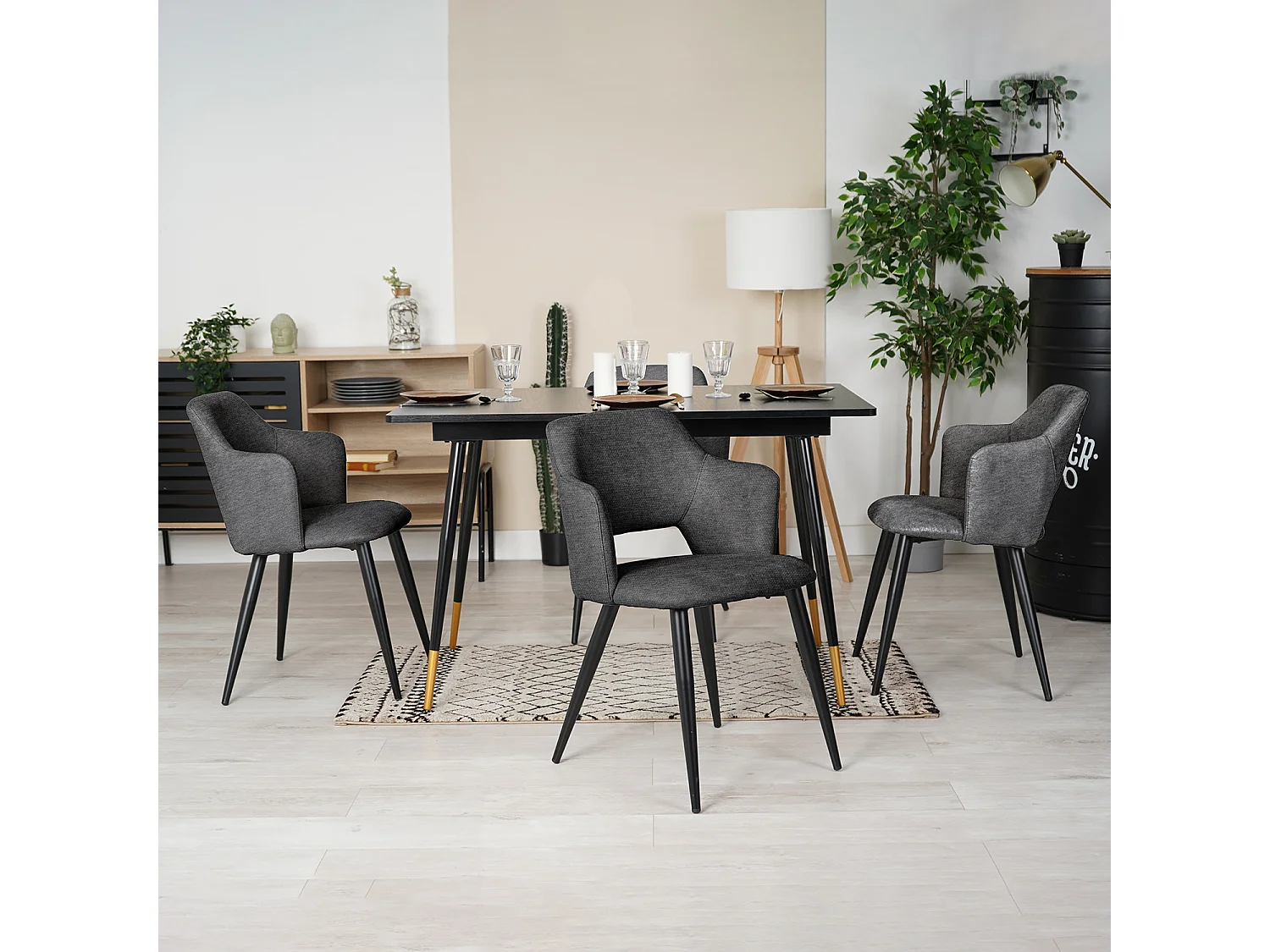 Table à manger extensible à allonge avec 4 chaises,Whalen akanji