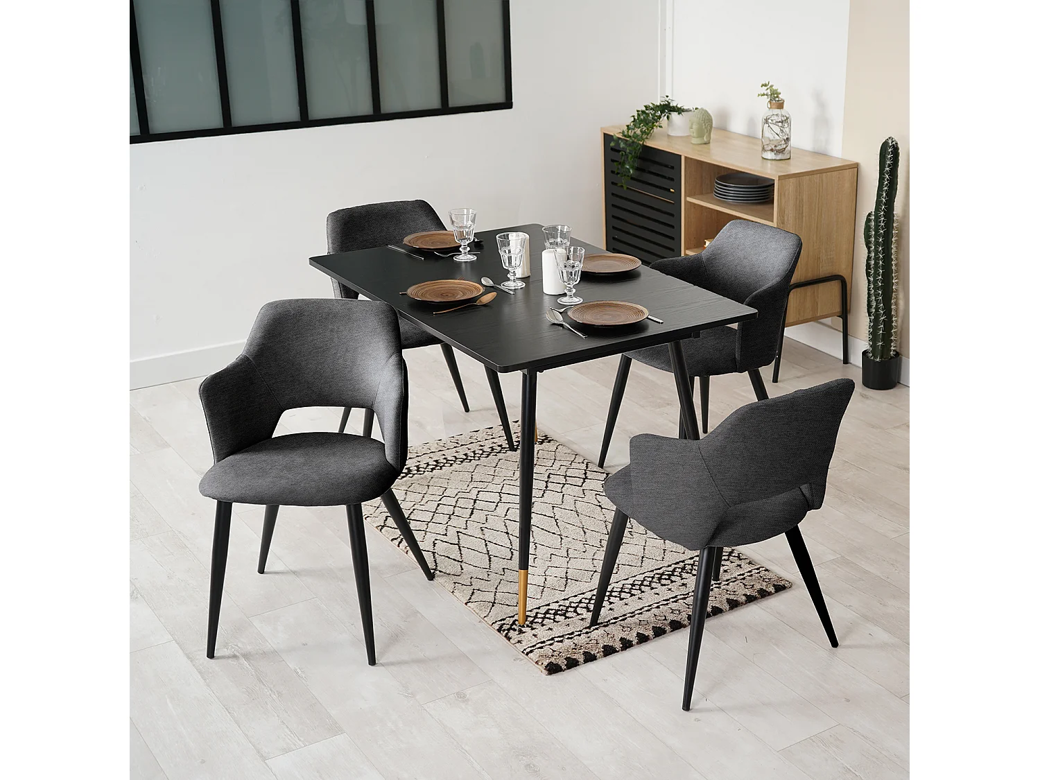 Table à manger extensible à allonge avec 4 chaises,Whalen akanji