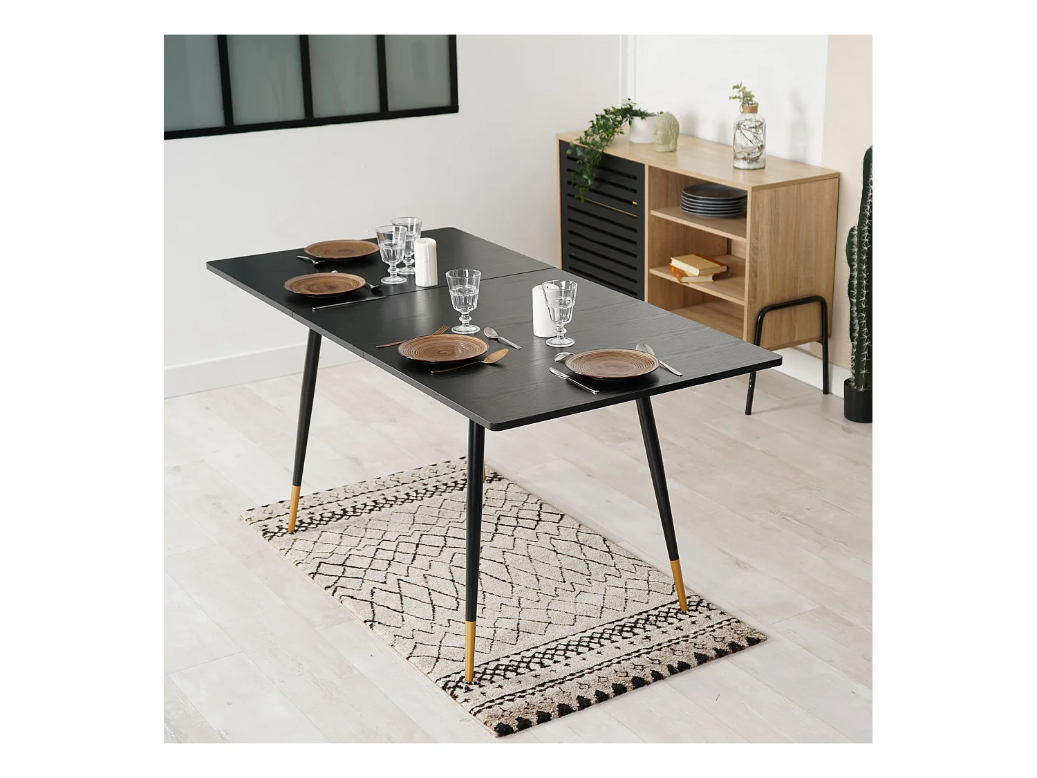 Table à manger extensible à allonge avec 4 chaises,Whalen akanji