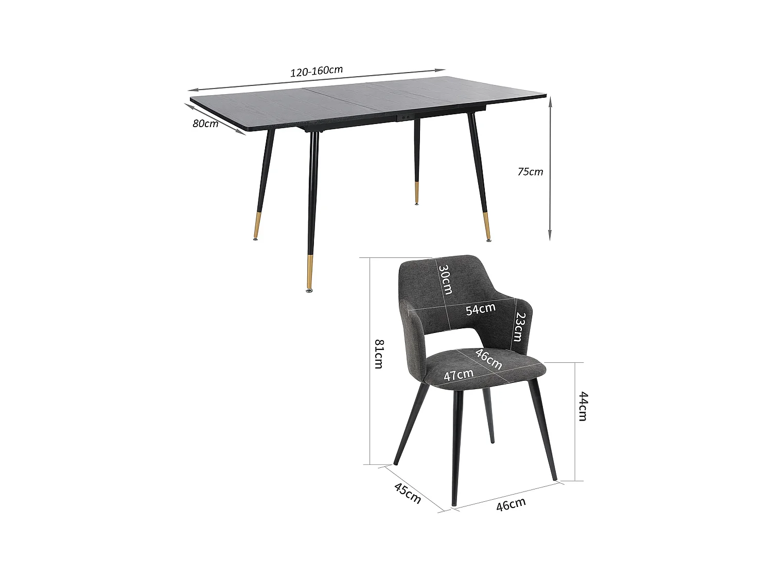 Table à manger extensible à allonge avec 4 chaises,Whalen akanji