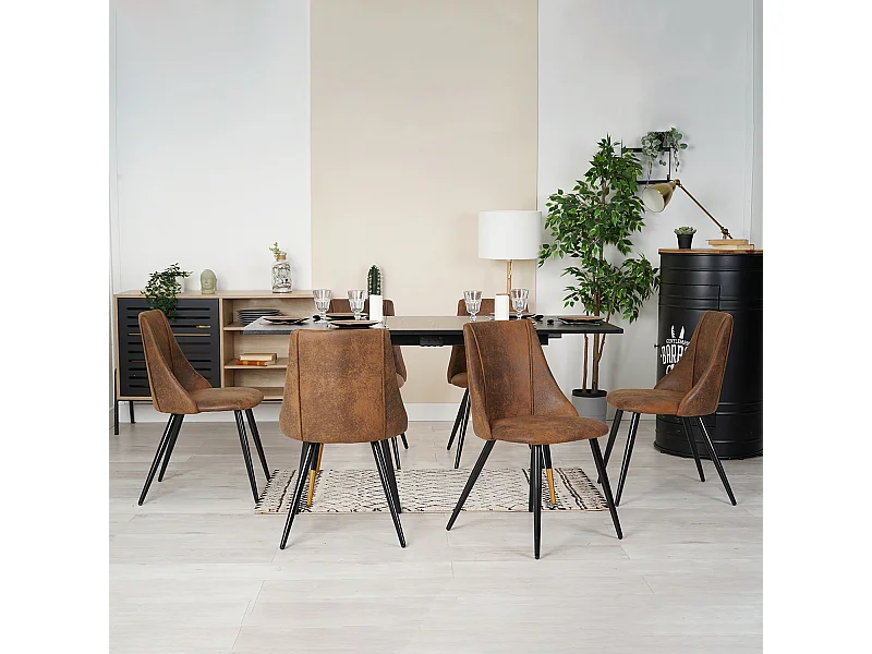 Table à manger extensible à allonge avec 6 chaises,Whalen smeg