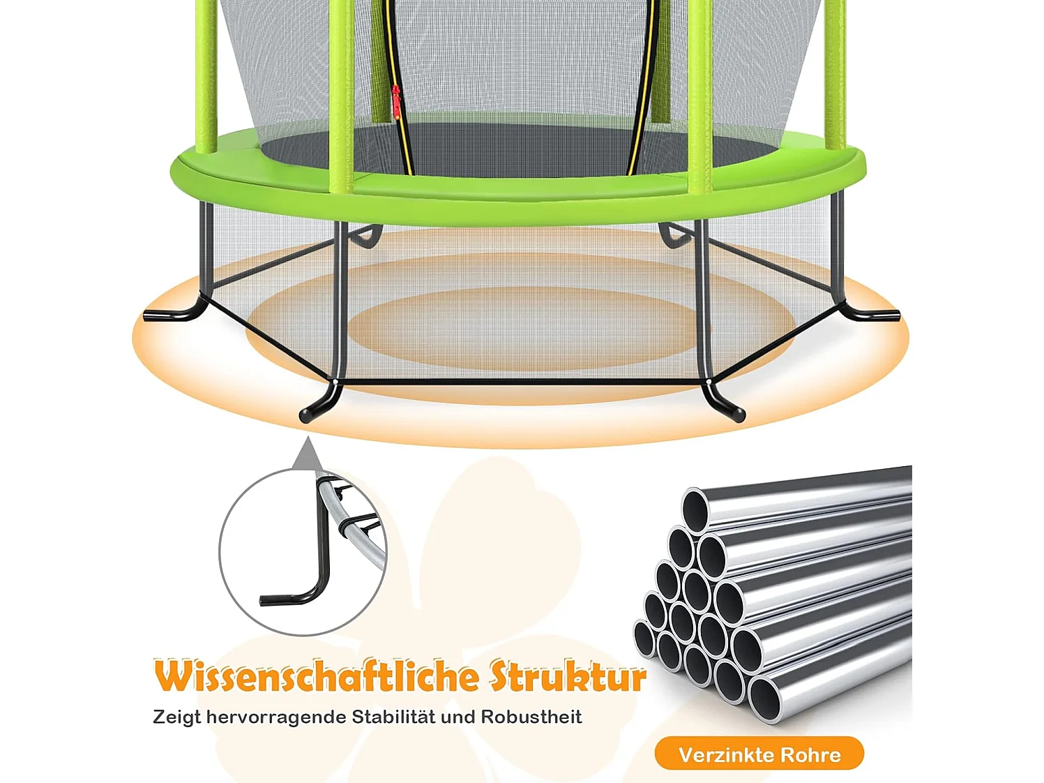 Trampolin mit Sicherheitsnetz 165 x 165 x 161 cm, grün