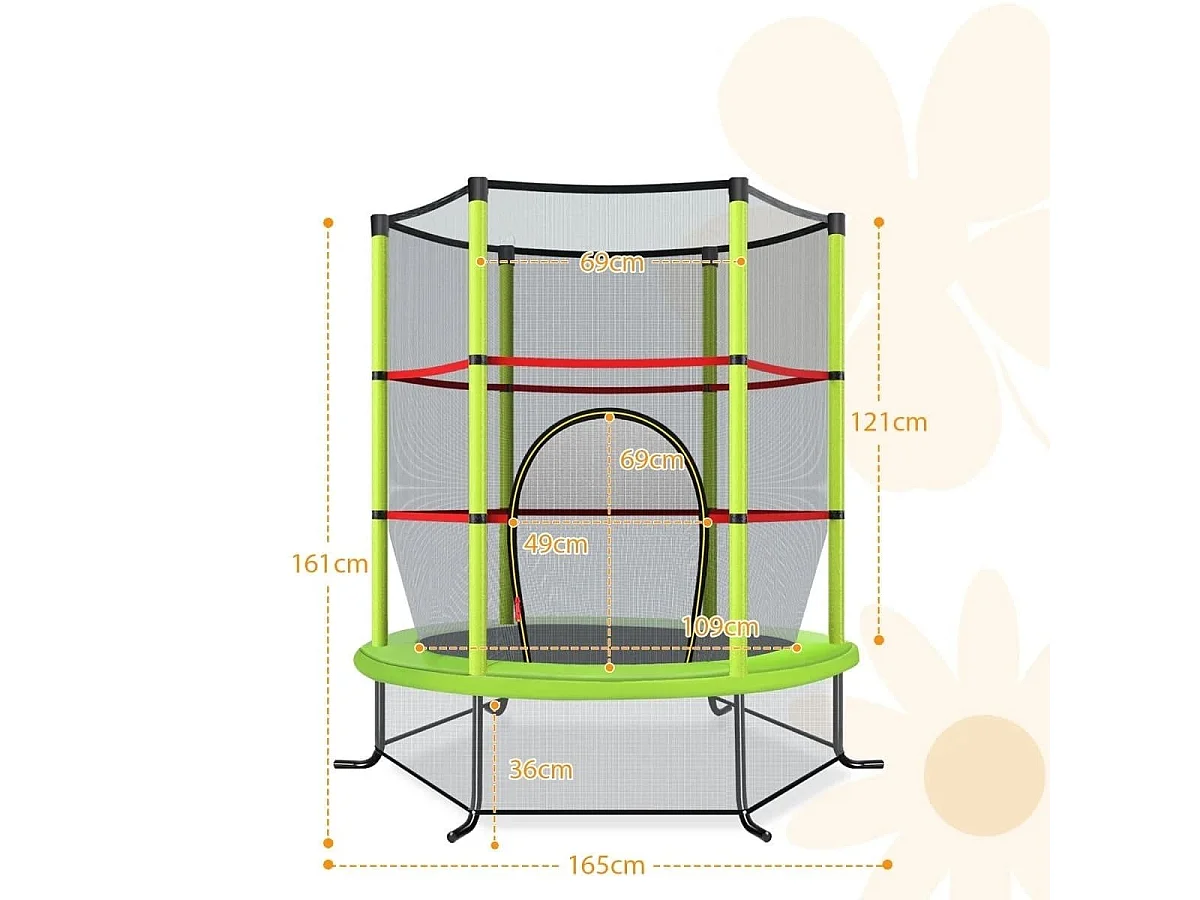 Trampolin mit Sicherheitsnetz 165 x 165 x 161 cm, grün