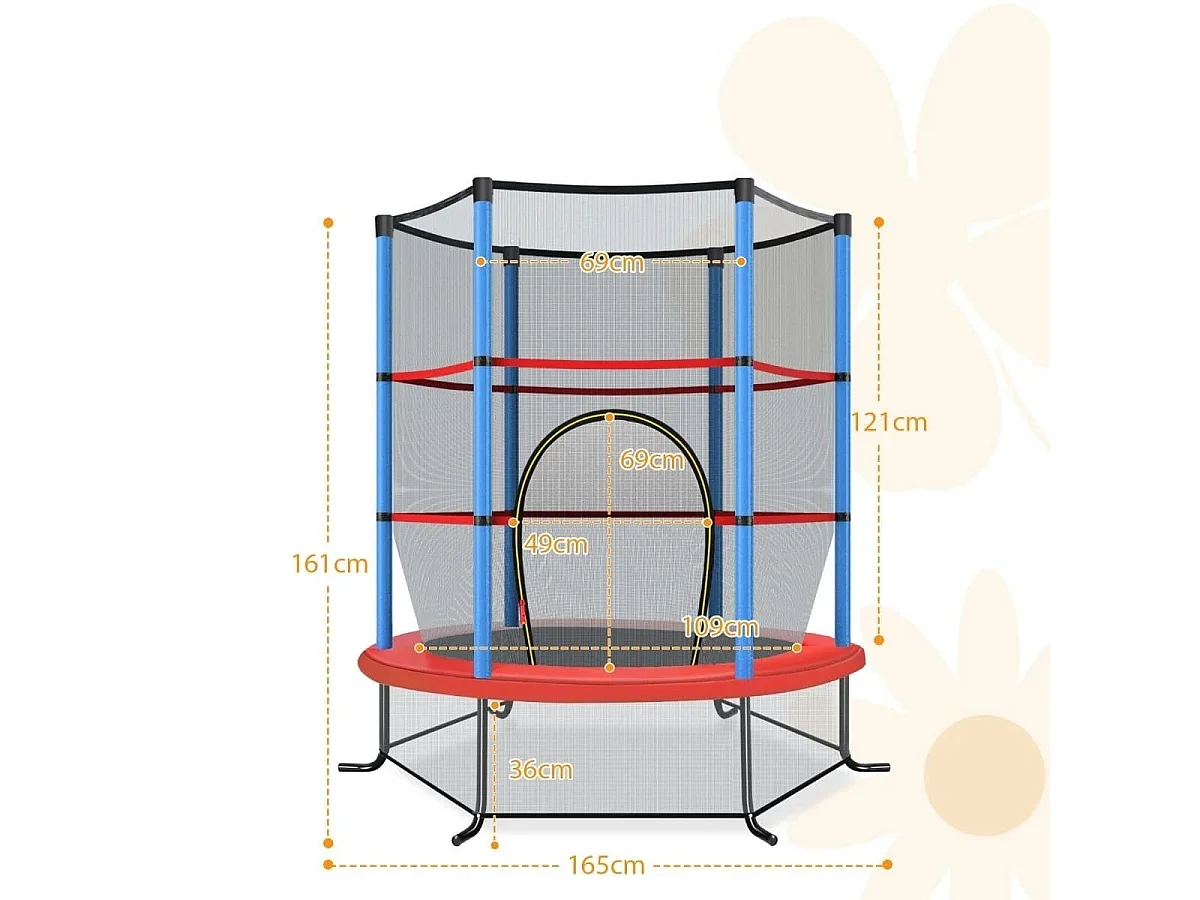 Trampolino con rete di protezione 165 x 165 x 161 cm, blu