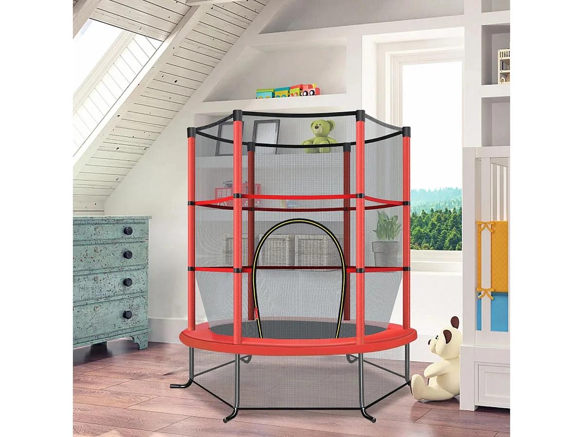 Trampolino con rete di protezione 165 x 165 x 161 cm, rosso