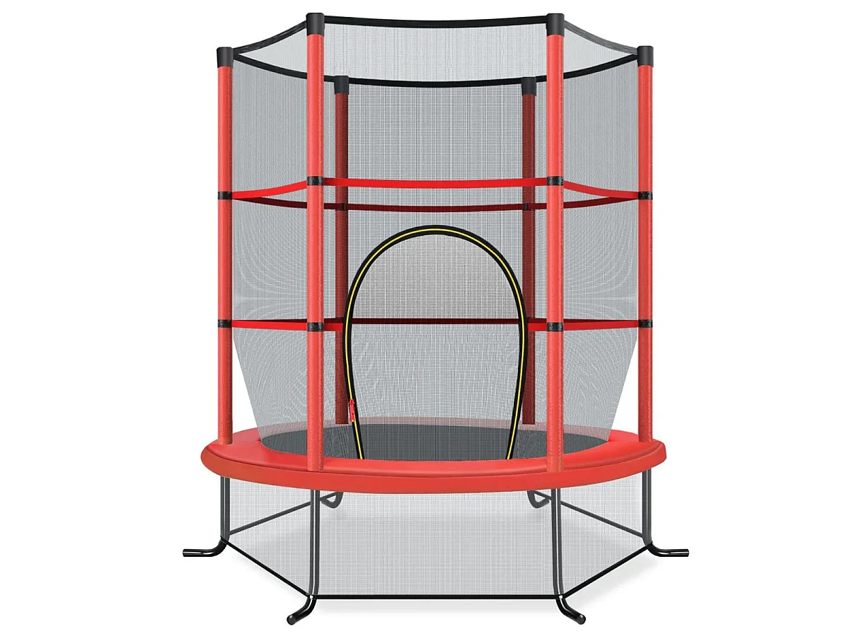Trampolino con rete di protezione 165 x 165 x 161 cm, rosso