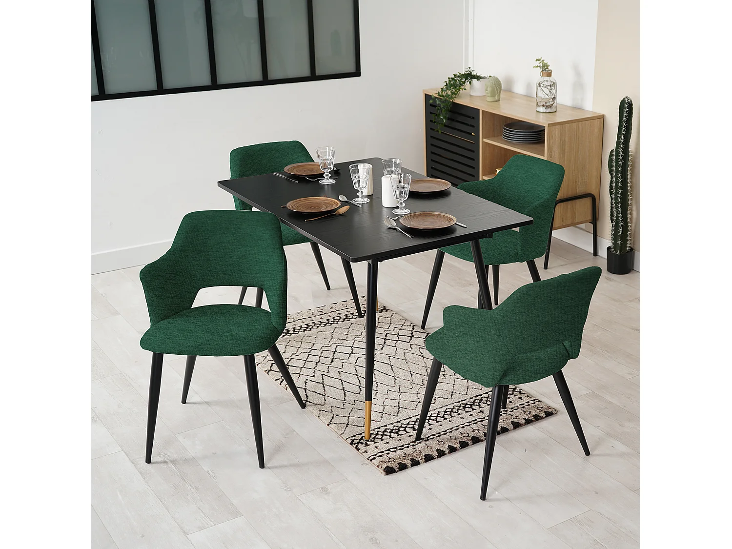 Table à manger extensible à allonge avec 4 chaises,Whalen akanji
