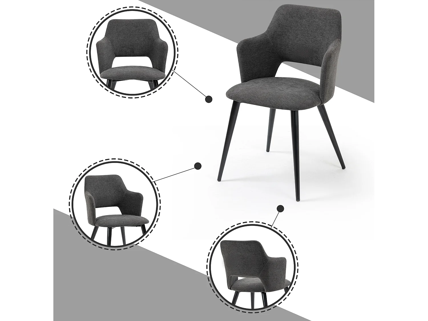 Table à manger extensible à allonge avec 6 chaises,Whalen akanji