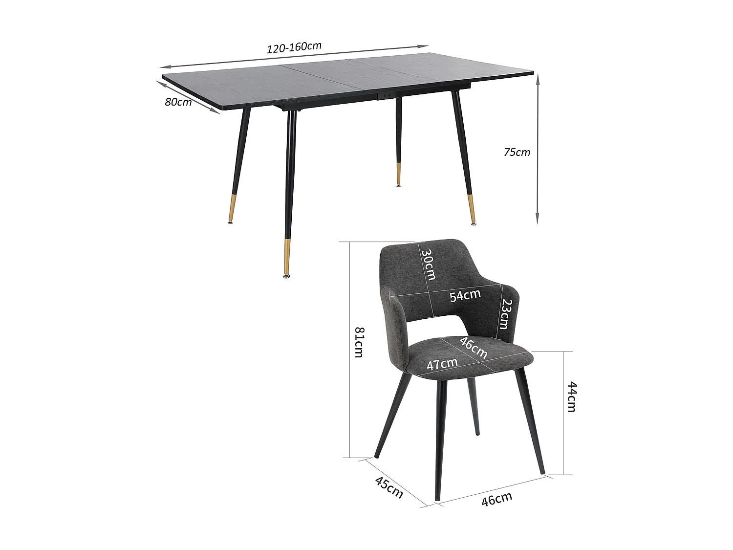 Table à manger extensible à allonge avec 6 chaises,Whalen akanji