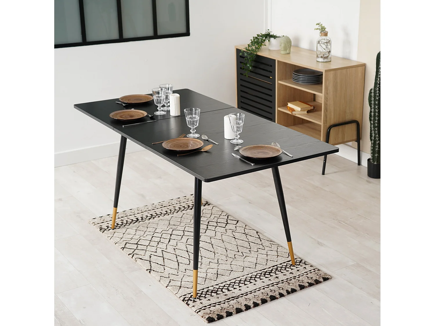 Table à manger extensible à allonge avec 6 chaises,Whalen akanji